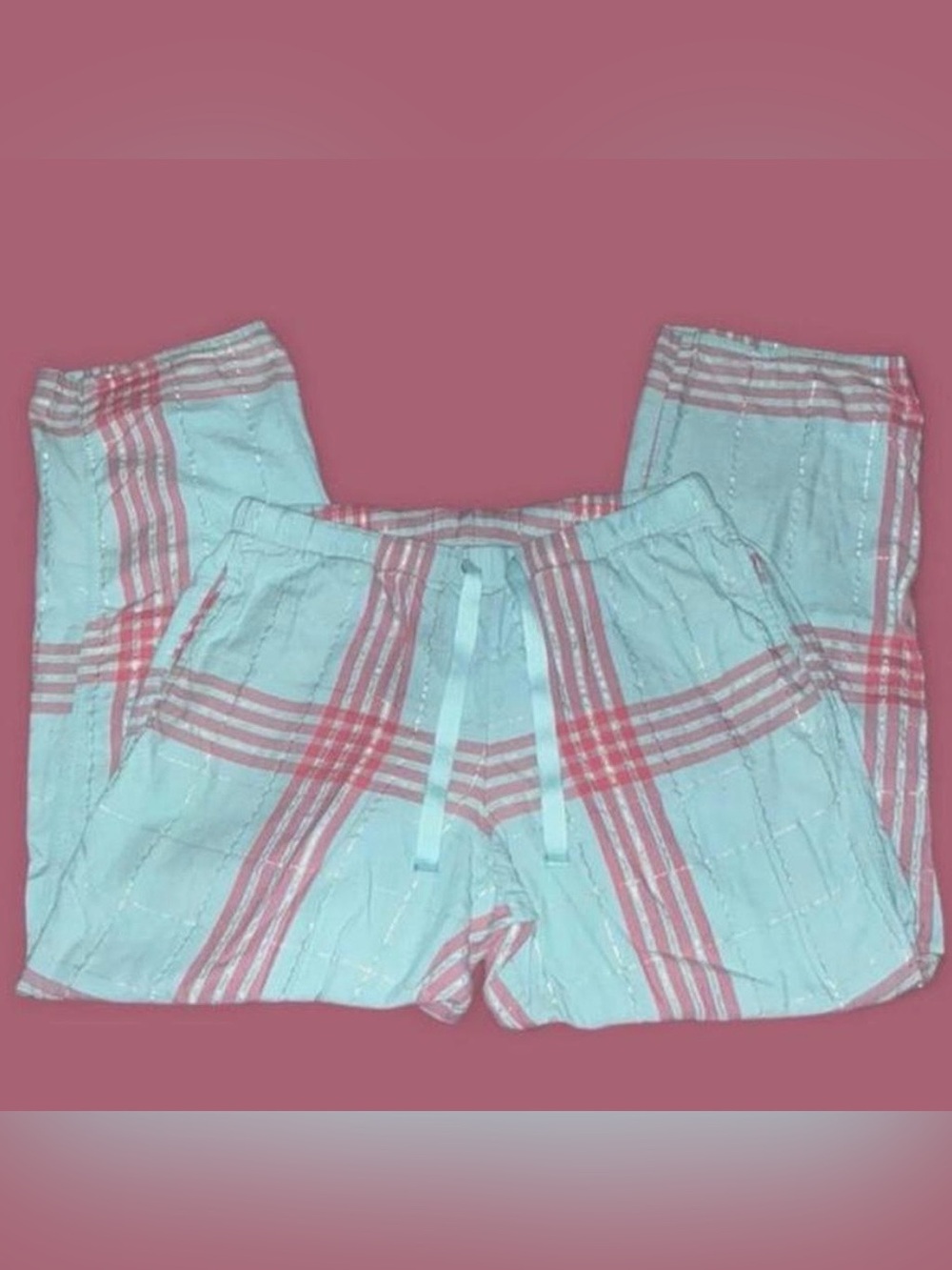 Victoria's Secret Light Blue and Pink Plaid Kids Pajama Bottoms